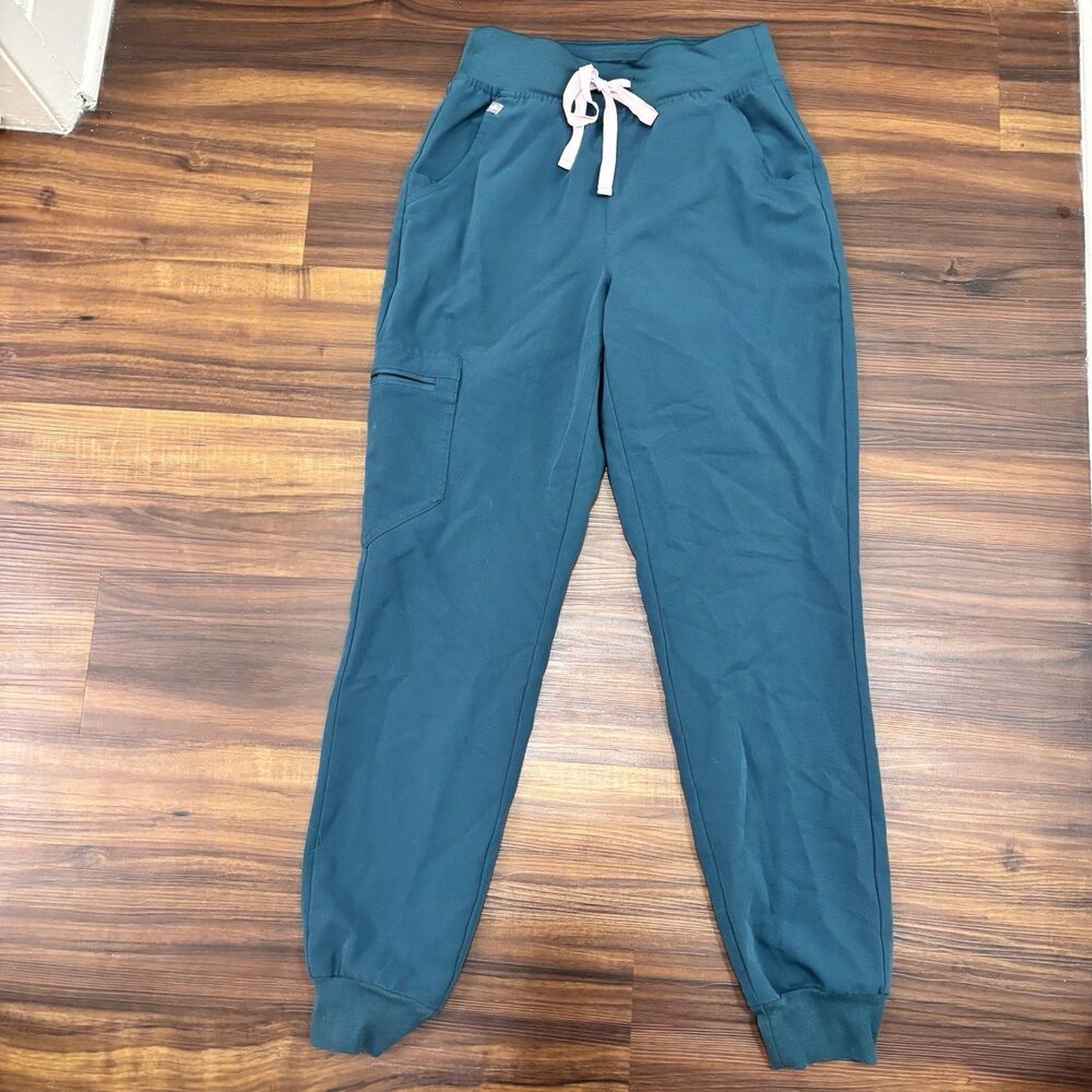 Figs Women’s Sz XS High Waisted Zamora Jogger Scrub Pants Caribbean Blue